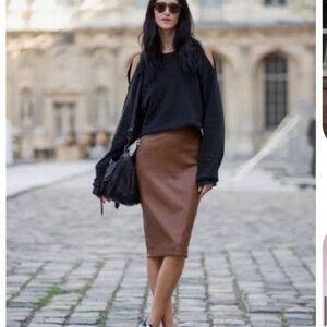 y2k Vintage Dark Brown Leather Women's Skirt M John Schwartz